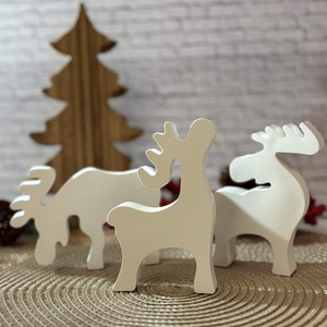 Gipsz - Cement Rénszarvasok 3 db/szett - karácsony - karácsonyi lakásdekoráció - karácsonyi falu, házikó - Meska.hu