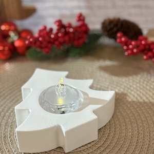 Gipsz - Cement Fenyő alakú mécsestartó - fekvő - karácsony - karácsonyi lakásdekoráció - ünnepi asztaldekoráció - Meska.hu