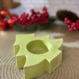 Gipsz - Cement Fenyő alakú mécsestartó - fekvő - karácsony - karácsonyi lakásdekoráció - ünnepi asztaldekoráció - Meska.hu