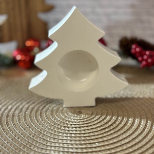 Gipsz - Cement Fenyő alakú mécsestartó - fekvő - karácsony - karácsonyi lakásdekoráció - ünnepi asztaldekoráció - Meska.hu