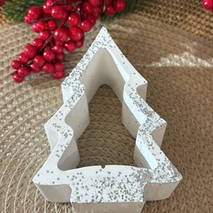 Gipsz - Cement Fenyő alakú mécsestartó - álló - karácsony - karácsonyi lakásdekoráció - ünnepi asztaldekoráció - Meska.hu