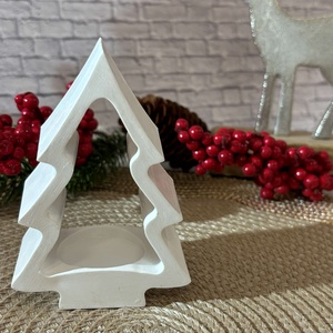 Gipsz - Cement Fenyő alakú mécsestartó - álló - Meska.hu