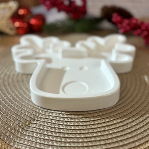 Gipsz - Cement Rénszarvas formájú tálca - karácsony - karácsonyi lakásdekoráció - ünnepi asztaldekoráció - Meska.hu