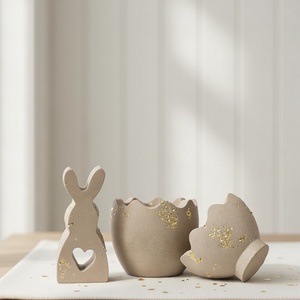 Nyúl + tojás szett, Ünnepi díszek, dekorációk, Húsvéti díszek és dekorációk, Húsvéti asztaldíszek, Gipszöntés, MESKA