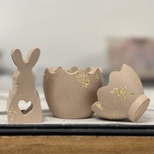 Nyúl + tojás szett - ünnepi díszek, dekorációk - húsvéti díszek és dekorációk - húsvéti asztaldíszek - Meska.hu