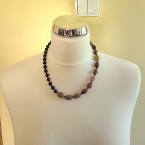 Ónix es achát nyaklánc  - ékszer - nyaklánc - statement nyaklánc - Meska.hu