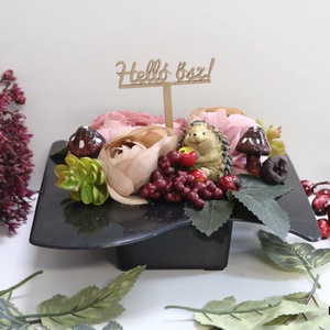 Helló ősz kompozíció - sünivel - otthon & életmód - dekoráció - asztal és polc dekoráció - asztaldísz - Meska.hu