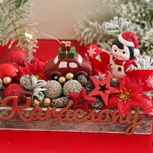 Karácsonyi kisautós tálka - karácsony - adventi díszek - adventi asztaldísz - Meska.hu