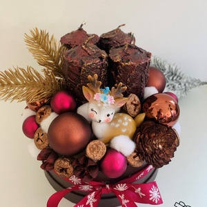 Bordó őzikés karácsonyi box - karácsony - adventi díszek - adventi asztaldísz - Meska.hu