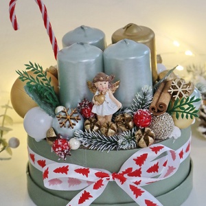 Angyalkás karácsonyi box - karácsony - adventi díszek - adventi asztaldísz - Meska.hu