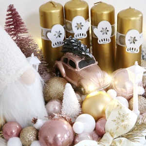 Fehér manós kerek adventi fa tál - karácsony - adventi díszek - adventi asztaldísz - Meska.hu