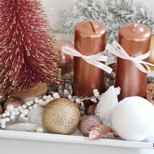 Rosegold adventi nagy tál - karácsony - adventi díszek - adventi asztaldísz - Meska.hu