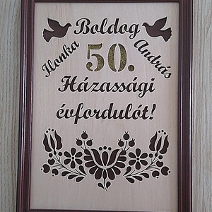 Házassági évfordulóra, egyedi, fűrészelt falikép - otthon & lakás - dekoráció - kép & falikép - Meska.hu
