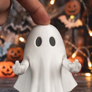 Vicces Halloween ajándék, középső ujjat mutató szellem figura � tréfás asztali dísz felugró karokkal, 10 cm - Meska.hu