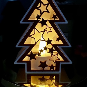 Karácsonyfa alakú ledes mécsestartó - Meska.hu
