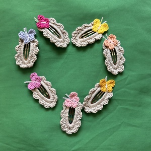 Horgolt pillangós csat - ruha & divat - hajdísz & hajcsat - hajcsat & hajtű - Meska.hu