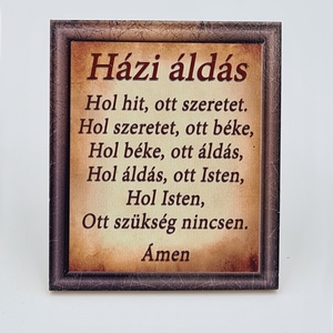 Hűtőmágnes - Házi áldás 6x7cm, Otthon & Életmód, Konyhafelszerelés, tálalás, Konyhai dekoráció, Hűtőmágnes, Famegmunkálás, Festészet, MESKA