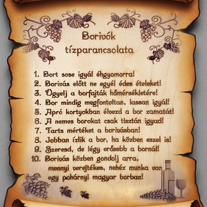 Hűtőmágnes - Borivók tízparancsolata, lézervágott - Meska.hu