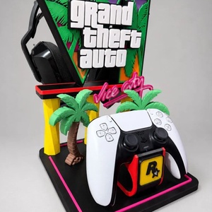 GTA VI x Vice City PS5 kontroller tartó . - otthon & életmód - tárolás & rendszerezés - kontroller tartók - Meska.hu