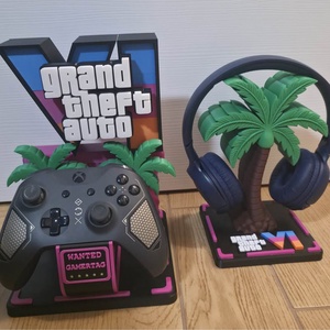 GTA VI (Vice City) Kontroller és Fejhallgató Tartó Állvány Szett. - Meska.hu