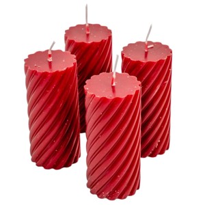 Kontúrozott csavart henger gyertya 55x100 mm - bordó, Kellékek & szerszámok, Dekorációs kellékek, Dekorációs gyertya, , MESKA