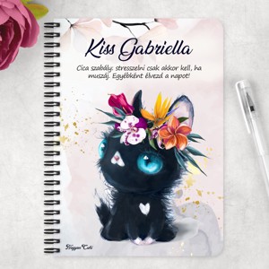 Személyre szabható - Tündéri fekete cicus mintás A6-os füzet - otthon & életmód - papír, írószer - jegyzetfüzet & napló - Meska.hu