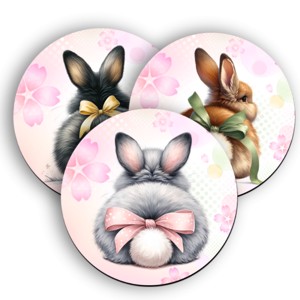 3 db cuki húsvéti nyuszi popsi kör alakú alátét szett (#35), Ünnepi díszek, dekorációk, Húsvéti díszek és dekorációk, Húsvéti tálalás, , MESKA