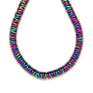 Hematit szinezett szivárvány hullámos korong 6x2mm  ékszerkészítő alapanyag (füzér), Kellékek & szerszámok, Ásvány alapanyag, Ásványfüzér, , MESKA