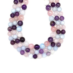 Multi Akvamarin Ametiszt Rózsakvarc golyó 8-9mm ékszerkészítő alapanyag (füzér), Kellékek & szerszámok, Ásvány alapanyag, Ásványfüzér, , MESKA
