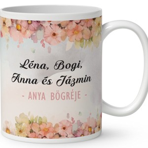 Kérd a neveddel - Anya és a négy gyerek mintás bögre - otthon & életmód - konyhafelszerelés, tálalás - tálalás - bögre & csésze - Meska.hu