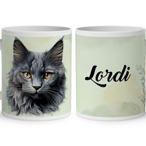 Névvel kérhető - Nebelung macska portré mintás bögre, Otthon & Életmód, Konyhafelszerelés, tálalás, Tálalás, Bögre & Csésze, , MESKA