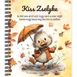 Személyre szabható - Cuki őszi esernyős kiskacsa mintás A5-ös füzet, Otthon & Életmód, Papír, írószer, Jegyzetfüzet & Napló, , MESKA