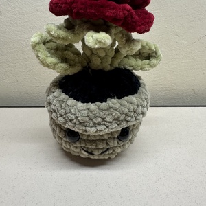 Horgolt cserepes rózsa - otthon & életmód - virágdekoráció - virágdíszek - virágdísz kaspóban - Meska.hu