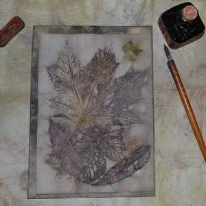 Eco print technikával készült boríték + levelezőlap  - otthon & lakás - papír írószer - képeslap & levélpapír - Meska.hu