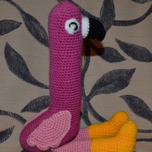 Flamingó amigurumi technikával, 34 cm - játék & sport - plüssállat & játékfigura - más figura - Meska.hu