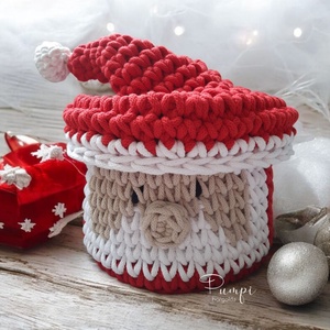 Horgolt Mikulás kosár, Karácsony, Mikulás, Mikulás beltéri dekoráció, Horgolás, MESKA