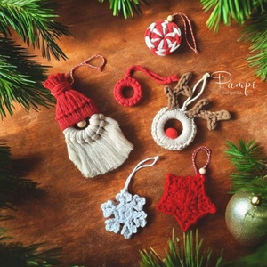 Horgolt karácsonyi díszek, Karácsony, Karácsonyi lakásdekoráció, Karácsonyfadíszek, Horgolás, Csomózás, MESKA