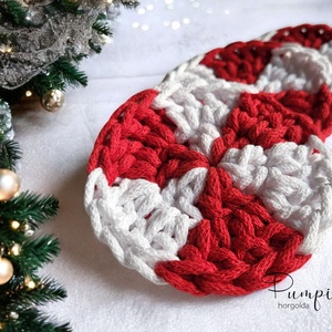 Karácsonyi horgolt poháralátét - otthon & életmód - konyhafelszerelés, tálalás - tálalás - tányér- és poháralátét - Meska.hu