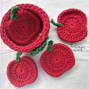 Horgolt poháralátét tárolóval, Otthon & Életmód, Konyhafelszerelés, tálalás, Tálalás, Tányér- és poháralátét, Horgolás, MESKA