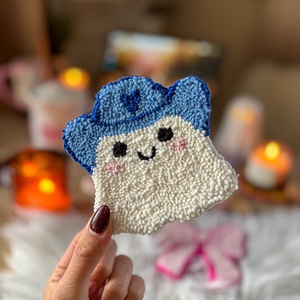 Hímzett poháralátét, Kék cowboy szellem, Otthon & Életmód, Dekoráció, Dísztárgy, Hímzés, MESKA