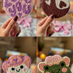 Hímzett poháralátét, 4 db-os szet (Yin-Yang, �love you, béka, szellem) - otthon & életmód - dekoráció - dísztárgy - Meska.hu