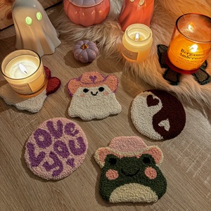 Hímzett poháralátét, 4 db-os szet (Yin-Yang, �love you, béka, szellem) - otthon & életmód - dekoráció - dísztárgy - Meska.hu