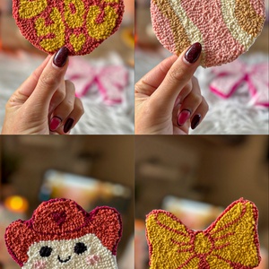 Hímzett poháralátét, 4 db-os szett (kör alakú, �love you, szellem, masni) - otthon & életmód - dekoráció - dísztárgy - Meska.hu