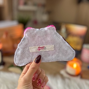 hímzett poháralátét, rózsaszín croissant - otthon & életmód - dekoráció - dísztárgy - Meska.hu