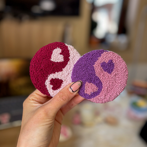 Hímzett autós poháralátét,yin yang - Meska.hu