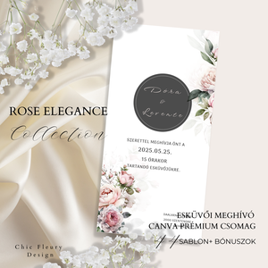 Esküvői meghívó digitális Canva prémium sablon csomag, Rose Elegance Collection, Művészet, Grafika & Illusztráció, Digitális, Fotó, grafika, rajz, illusztráció, MESKA
