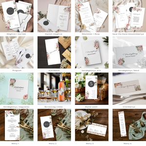 Esküvői meghívó digitális Canva prémium sablon csomag, Rose Elegance Collection - művészet - grafika & illusztráció - digitális - Meska.hu