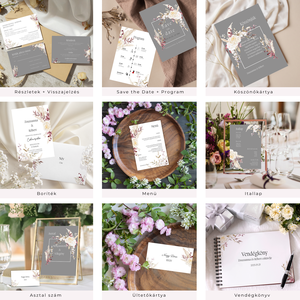Esküvői meghívó digitális Canva alap sablon csomag, Natural Grace Collection - művészet - grafika & illusztráció - digitális - Meska.hu