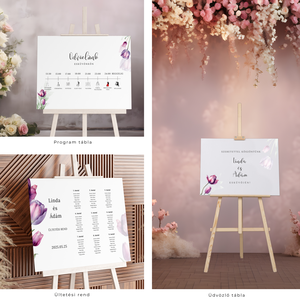 Esküvői meghívó digitális Canva alap sablon csomag, Purple Tulip Love Collection - művészet - grafika & illusztráció - digitális - Meska.hu