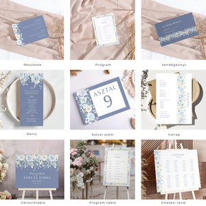 Esküvői meghívó digitális Canva alap sablon csomag, Blue Rose Collection - művészet - grafika & illusztráció - digitális - Meska.hu